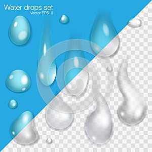 Set of different water drops