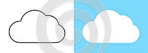 Set with different weather icons. Icons of clouds on a white and blue background. Weather vector logo.