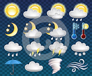 Set of different weather icons vector illustration