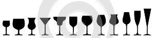 Set different wineglass icon, logo, sign â€“ vector
