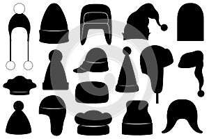 Set of different winter hats