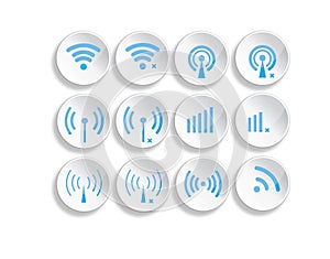 Set of different wireless 3d buttons and wifi icon