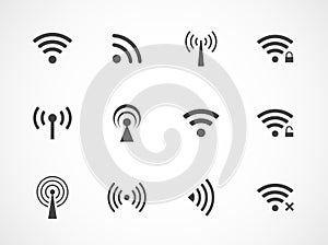 Set of different wireless and wifi icons