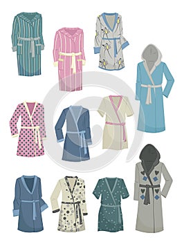 Set of different women`s robes photo