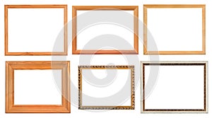 Set of different wooden picture frames