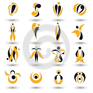 Set of different yellow abstract flat elements