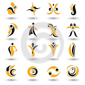 Set of different yellow abstract flat elements