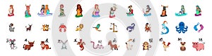 Set of different zodiac sign characters