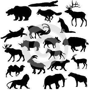 set of diffrent animals silhouettes