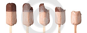 Set of diffrent ice creams on stages of eatings isolated on white background photo