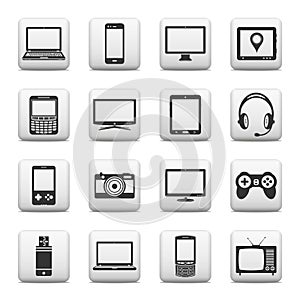 Set of digital devices and electronic gadgets icons. Web buttons.