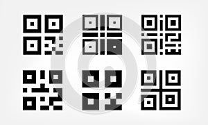 Set of digital qr code icons