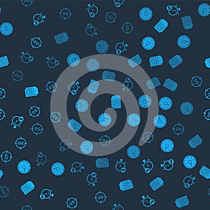 Set Digital speed meter 5G, , Sim card and network on seamless pattern. Vector