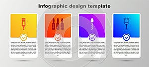 Set Digital thermometer, Medical vial, ampoule, Sperm and Crutch or crutches. Business infographic template. Vector