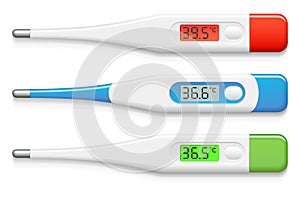 Set of Digital thermometer temperature illustration