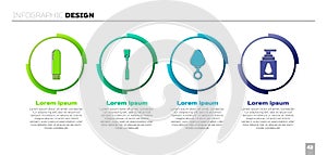 Set Dildo vibrator, Leather whip, Anal plug and Personal lubricant. Business infographic template. Vector