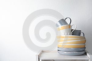 Set of dinnerware on table Ð¿