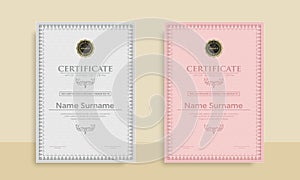 Set of Diploma Certificate of achievement template in vector with Thai outline. Award Templates, achievements for companies, Best