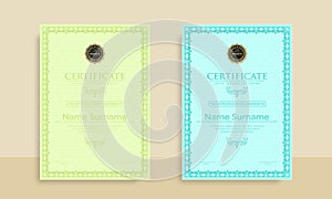 Set of Diploma Certificate of achievement template in vector with Thai outline. Award Templates, achievements for companies, Best