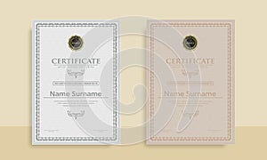 Set of Diploma Certificate of achievement template in vector with Thai outline. Award Templates, achievements for companies, Best