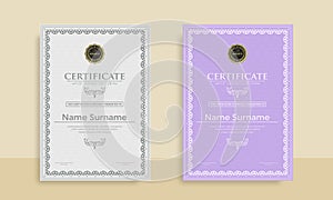 Set of Diploma Certificate of achievement template in vector with Thai outline. Award Templates, achievements for companies, Best