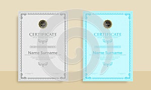 Set of Diploma Certificate of achievement template in vector with Thai outline. Award Templates, achievements for companies, Best