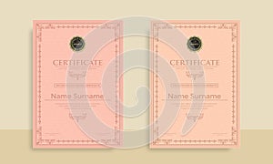 Set of Diploma Certificate of achievement template in vector with Thai outline. Award Templates, achievements for companies, Best