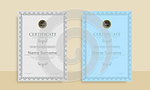 Set of Diploma Certificate of achievement template in vector with Thai outline. Award Templates, achievements for companies, Best