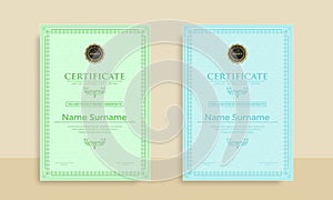 Set of Diploma Certificate of achievement template in vector with Thai outline. Award Templates, achievements for companies, Best