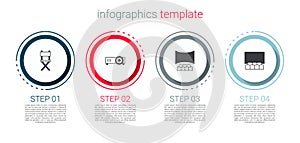 Set Director movie chair, Movie, film, media projector, Cinema auditorium with screen and . Business infographic