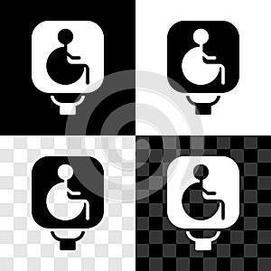 Set Disabled wheelchair icon isolated on black and white, transparent background. Disabled handicap sign. Vector
