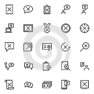 Set of disapprove line icons