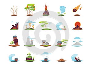 Set of disaster icons. Vector illustration decorative design