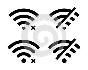 Set of disconnect wifi icon vector. Lost wireless connection sign. No signal symbol