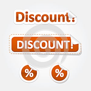 Set of Discount Bent Stickers and Labels