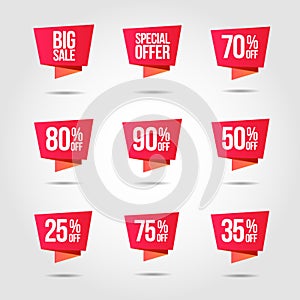 Set of Discount offer price label, symbol for advertising campaign in retail, sale promo marketing