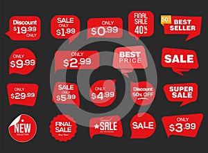 Set of discount price badges and sale stickers isolated on white background vector