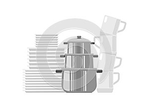 Set of dishes vector icon