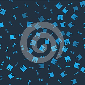 Set Disposable plastic fork, Stop ocean pollution, Plastic bag and Problem of the on seamless pattern. Vector