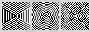 Set of distorted lines pattern, abstract optical illusion art collection - Vector