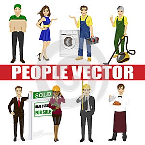 Set of diverse people. Various professions