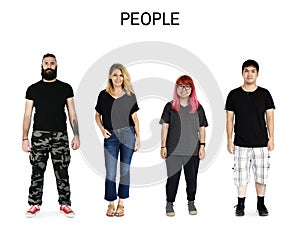 Set of Diversity Adult People Gesture Lifestyle Studio Portrait