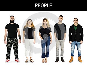 Set of Diversity Adult People Gesture Lifestyle Studio Portrait