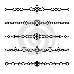 Set of divider ornaments ethnic separator style vector isolated