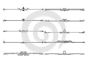 Set of dividers in border, vector decorative design elements photo