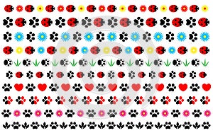 Set dividers with paw prints animal and ladybugs