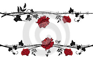 Set of dividers with rose with barbed wire