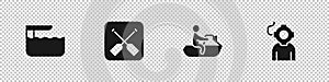 Set Diving board or springboard, Paddle, Jet ski and Aqualung icon. Vector