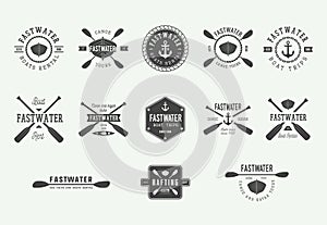 Set of diving logos, labels and slogans in vintage style. Illustration. Graphic Art.