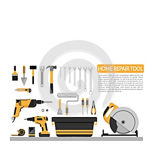 Set of DIY home repair working tools vector logo design template. home repair banner, construction , repair icons. hand tools